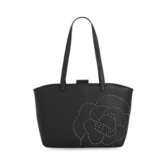 Karl Lagerfeld Handbags - Karl Lagerfeld Flora Leather Tote Handbag Black